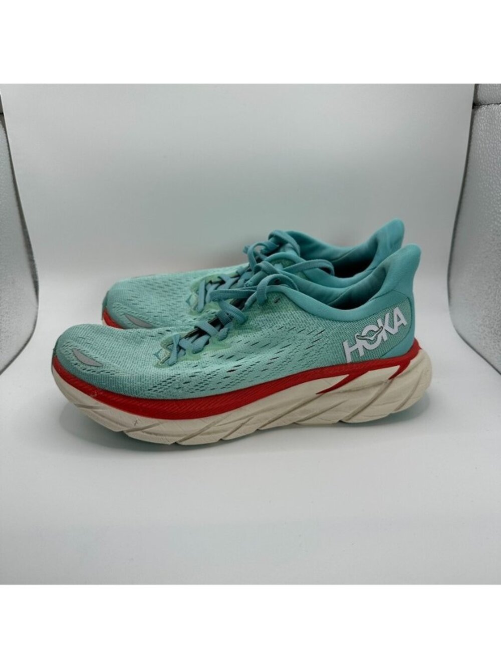 Hoka One One W Clifton 8 Shoes Womens Size 5.5B Blue Red Running Cushioned - Picture 5 of 9